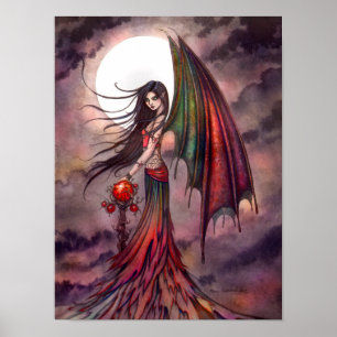 Mystischer Herbst Vampir Fantasy Fee Halloween Kun Poster