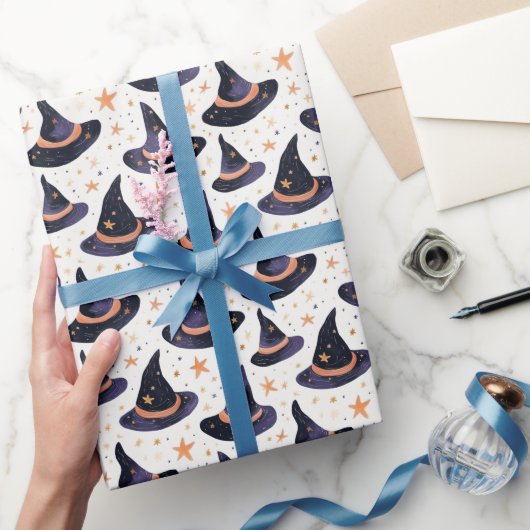 Mystischer Hexenhut & Sterne Halloween  Geschenkpapier (Schenken)