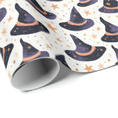 Mystischer Hexenhut & Sterne Halloween  Geschenkpapier (Rolleneckpunkt)