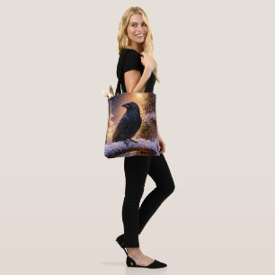 Mystischer Hexenrabe und Schneekerze Tasche