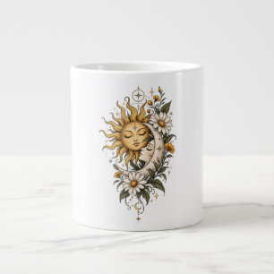 Mystischer Himmels-Sonne-Mond- und Blumen-Kaffeebe Jumbo-Tasse