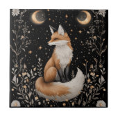 Mystischer Himmelsfox und Blume Fliese (Vorderseite)