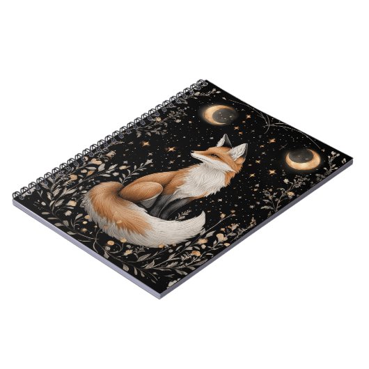 Mystischer Himmelsfox und Blume Notizblock (Linke Seite)