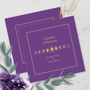 Mystischer Himmelsmond Sternen Amethyst Spiritual Quadratische Visitenkarte