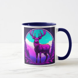 Mystischer Hirsch in einem futuristischen Hintergr Tasse