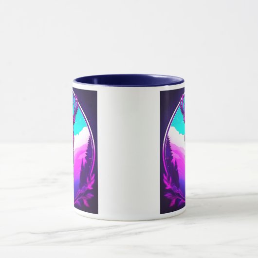 Mystischer Hirsch in einem futuristischen Hintergr Tasse (Zentrum)