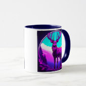 Mystischer Hirsch in einem futuristischen Hintergr Tasse (VorderseiteRechts)