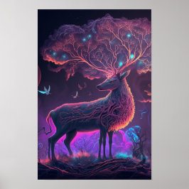 Mystischer Hirsch psychedelisches Poster | Geistti