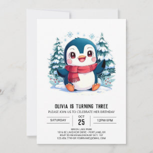 Mystischer Hübscher Pinguin Digital zum Geburtstag Einladung