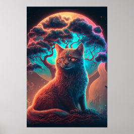 Mystischer Katzen-Psychedelic-Poster | Kosmische K Poster