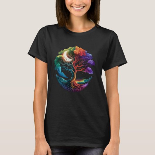 Mystischer Kernbaum Lebensmond T-Shirt (Vorderseite)
