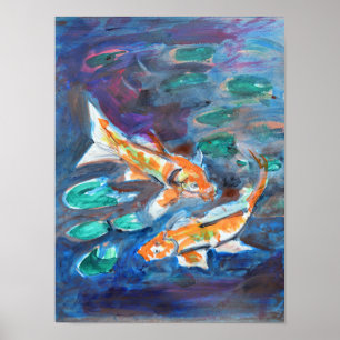 Mystischer Koi-Teich Impressionist Poster
