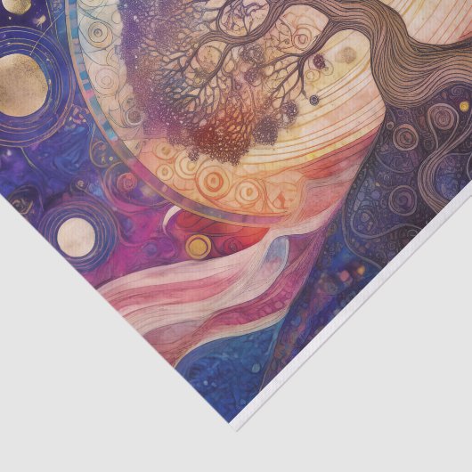 Mystischer kosmischer Baum des Lebens - Spirituell Seidenpapier (Ausschnitt)