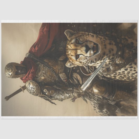Mystischer Krieger und seine Geparden Seidenpapier (Vorderseite)