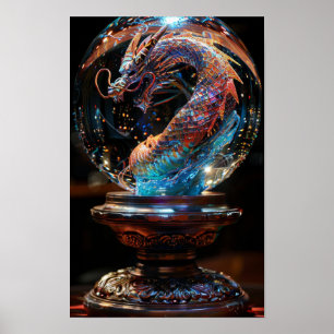 Mystischer Kristallball mit Dragon Soul Print Poster