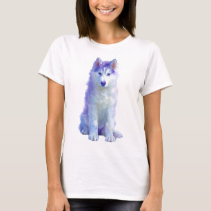 Mystischer Lavendel-Husky-Porträt Frauen T-Shirt