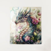 Mystischer Lotus-Drache Wandteppich (Vorderseite)