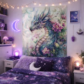 Mystischer Lotus-Drache Wandteppich