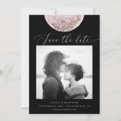 Mystischer Mond | Elegantes Schwarzes kosmisches F Save The Date (Vorderseite)