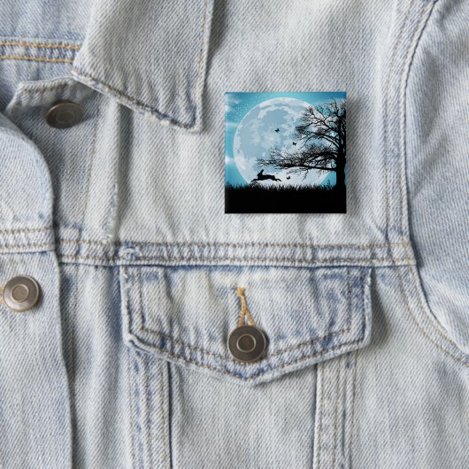Mystischer Mond mit Kaninchen-Silhouette Button (Beispiel)