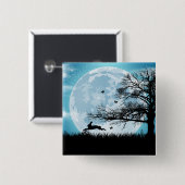 Mystischer Mond mit Kaninchen-Silhouette Button (Vorne & Hinten)