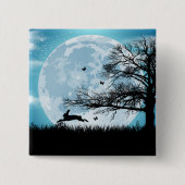 Mystischer Mond mit Kaninchen-Silhouette Button (Vorderseite)