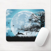 Mystischer Mond mit Kaninchen-Silhouette Mousepad (Mit Mouse)