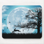 Mystischer Mond mit Kaninchen-Silhouette Mousepad (Vorne)