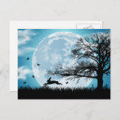Mystischer Mond mit Kaninchen-Silhouette Postkarte (Vorne/Hinten)