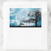Mystischer Mond mit Kaninchen-Silhouette Rechteckiger Aufkleber (Tasche)