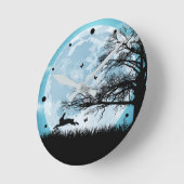 Mystischer Mond mit Kaninchen-Silhouette Runde Wanduhr (Winkel)