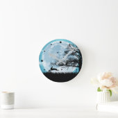 Mystischer Mond mit Kaninchen-Silhouette Runde Wanduhr (Zuhause)