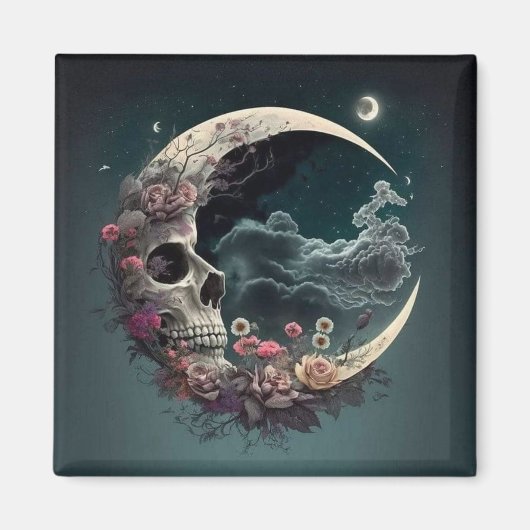 Mystischer Mond mit Totenkopf Magnet (Vorne)