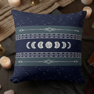 Mystischer Mond Navy Blau Nachthimmel Kissen