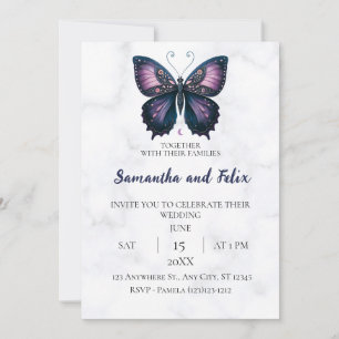 Mystischer Mond Schmetterling Marmor Hochzeit Einladung