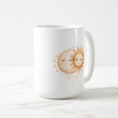 Mystischer Mond und Sonne Celestial Boho-Stil Kaffeetasse (VorderseiteRechts)