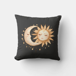 Mystischer Mond und Sonne Celestial Boho-Stil Kissen
