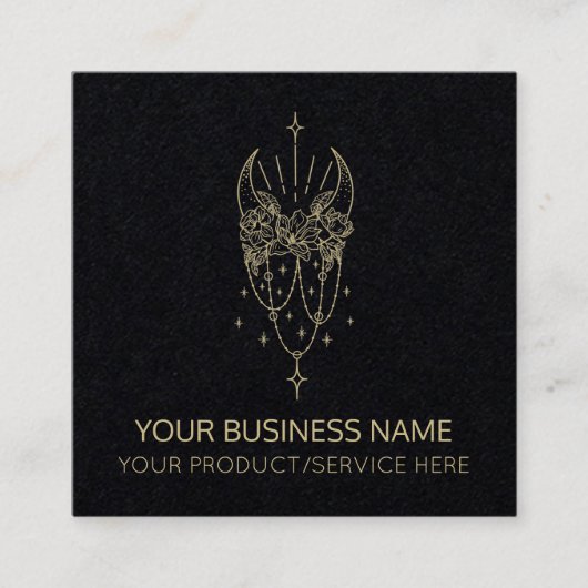 Mystischer Mond und Sterne Quadratische Visitenkarte (Vorderseite)