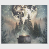 Mystischer mondbeschienener Waldkessel - Hexenmagi Geschenkpapier (Flach)