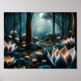 Mystischer Mondgarten: Illuminierte Florals Poster