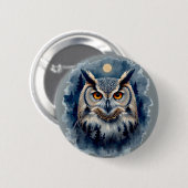 Mystischer Mondkauz Wasserfarbenkunst | Himmlische Button (Vorne & Hinten)