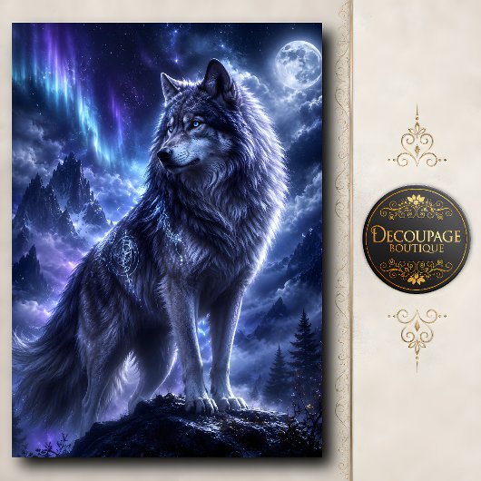 Mystischer Mondwolf Aurora Seidenpapier