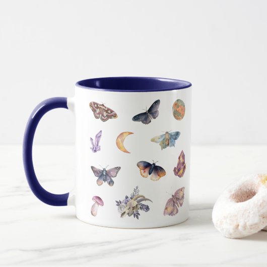 Mystischer Mottenkristall-Kaffeebecher Tasse (Mit Donut)
