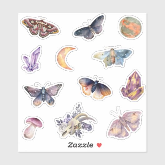 Mystischer Mottenkristall-Stickersatz Aufkleber (Blatt)