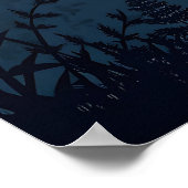 Mystischer Nachtwald mit silberner Tierwelt Poster (Ecke)