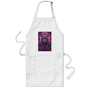 Mystischer Neon-Panther-Blumen-Mandala Lange Schürze