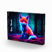 Mystischer Neonfuchs in glühendem verzaubertem Wal Fotoblock (Rechts)