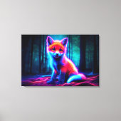 Mystischer Neonfuchs in glühendem verzaubertem Wal Leinwanddruck (Vorderseite)