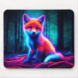 Mystischer Neonfuchs in glühendem verzaubertem Wal Mousepad