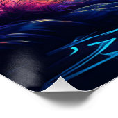 Mystischer Neonwald mit glühenden Pilzen Poster (Ecke)